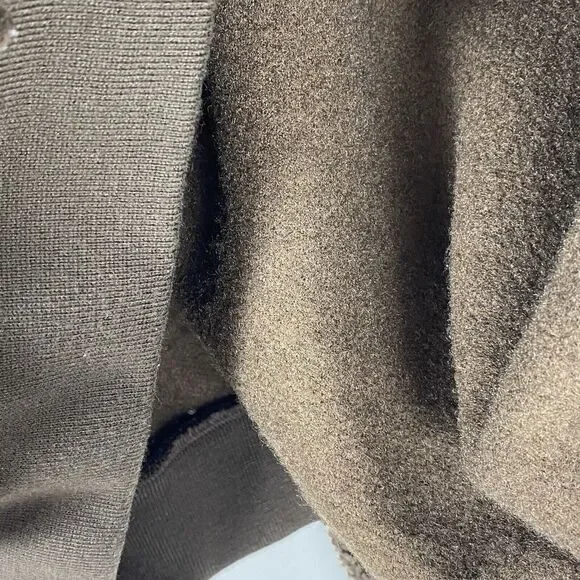 Lands End Mens XL Teddy Sherpa Fleece Snap Pullover Sweater Brown Outerwear - Picture 4 of 8